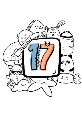 Cute Doodle Art Number Seventeen