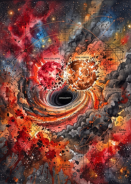 Supernova Collapse Cosmic Collision Art