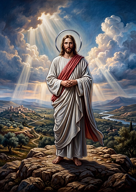 Jesus Christ Standing on Mountain