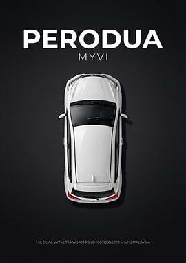 Perodua Myvi Top View Poster