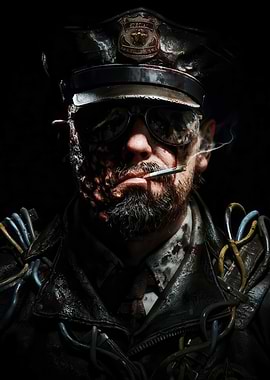 Cybernetic Zombie Police Officer Portrait. The Outlast