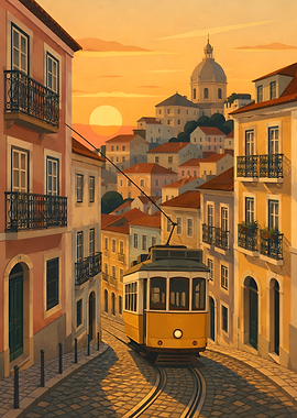 Lisbon Tram at Sunset