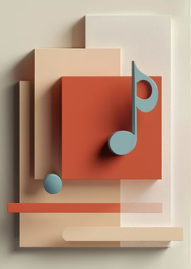 Minimalist 3D Musical Note Composition