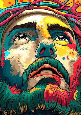 Colorful Pop Art Jesus Portrait