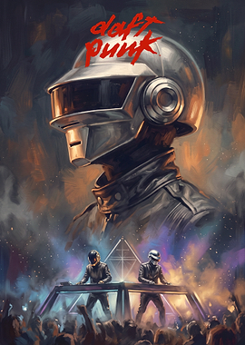 Daft Punk Concert Digital Art Poster