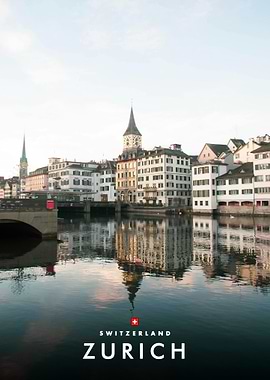 Zurich Switzerland Cityscape Reflection