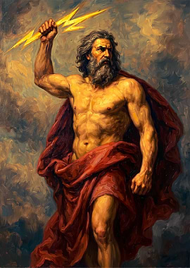 Zeus Holding a Lightning Bolt