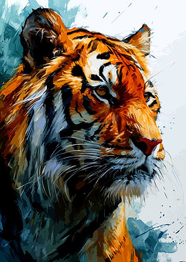 Abstract Watercolor Tiger Portrait