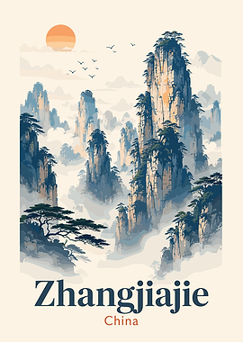 Zhangjiajie China Travel Poster
