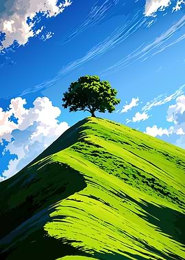 Lone Tree on Grassy Hill