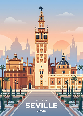 Winter Seville Spain Travel Poster