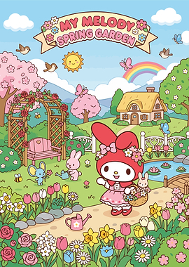 My Melody Spring Garden Illustration
