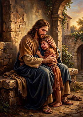 Jesus Comforting a Crying Child