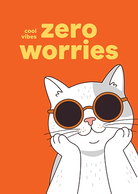Cool Cat Zero Worries Illustration