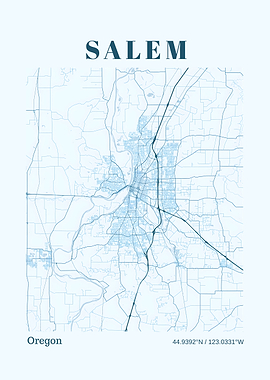 Salem Oregon Minimalist City Map