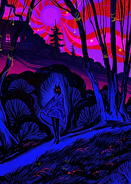 Mystical Forest Creature in Neon Night
