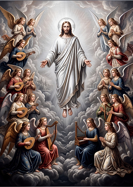 Jesus Christ Ascending with Angels