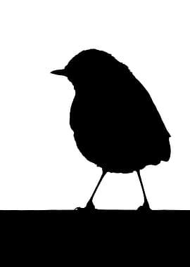 Minimalist Bird Silhouette - Robin
