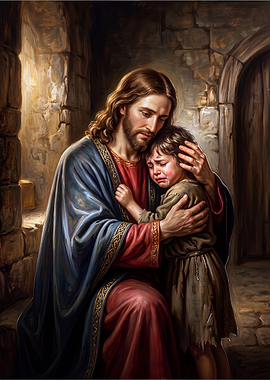 Jesus Comforting a Crying Child