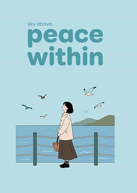 Peaceful Girl by the Sea Illustration