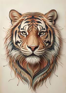 Intricate Paper Tiger Portrait
