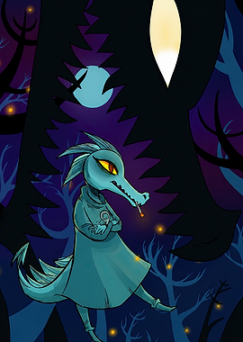 Reptilian Creature in Dark Forest