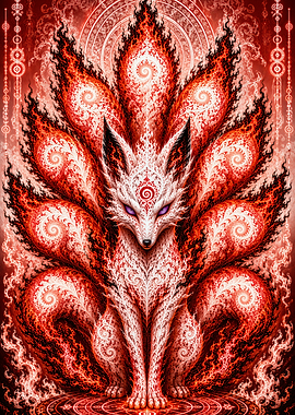 Nine-Tailed Kitsune Fractal Art
