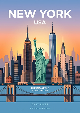 New York City Skyline Travel Poster
