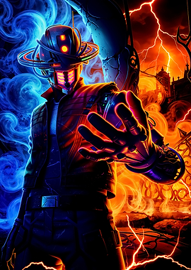 Cybernetic Warrior in Dual Energy Field