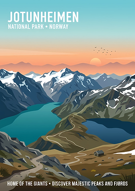 Jotunheimen National Park Norway Travel Poster