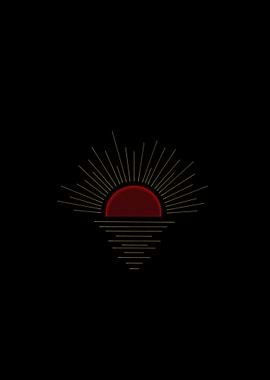 Minimalist Red Gold Sunrise