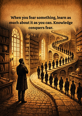 Knowledge Conquers Fear Inspirational Quote Poster