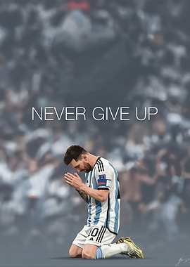 Lionel Messi Never Give Up Poster