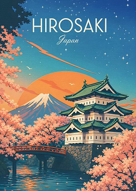 Hirosaki Japan Travel Poster