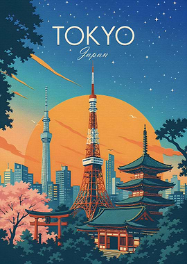 Tokyo Japan Travel Poster Art
