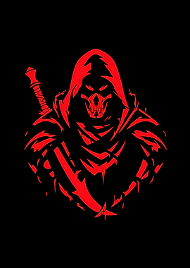 Red Hooded Skull Assassin Graphic