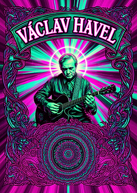 Václav Havel Psychedelic Guitar Poster