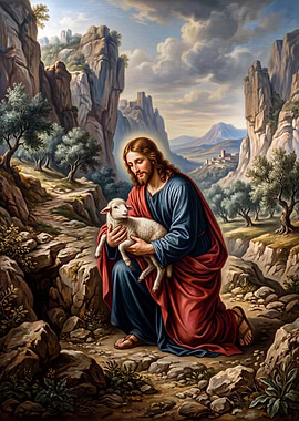 Jesus Christ Holding a Lamb