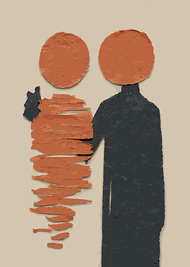 Abstract Paper Cutout Couple Illustration