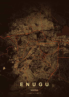 Enugu Nigeria City Map Poster