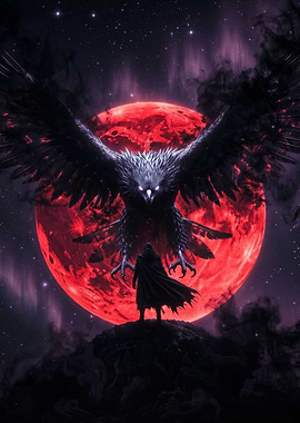 Dark Fantasy Warrior and Giant Eagle