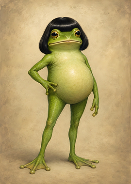 Anthropomorphic Frog with Bob Haircut