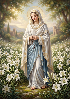 The Virgin Mary in Lily Garden