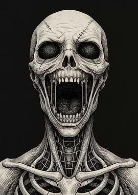 Stitched Skull Creature Illustration