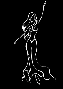 Minimalist Line Art Dancing Woman
