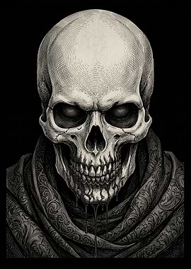 Intricate Engraved Skull with Dripping Substance