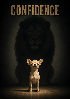 Confidence Chihuahua Lion Shadow Poster