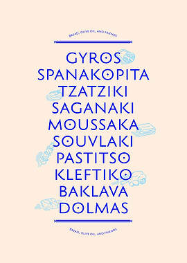 Greek Tradiational Food Typography Poster