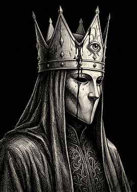 Dark Fantasy King with All-Seeing Crown