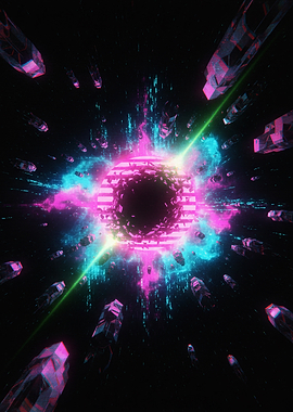 Glitched Black Hole in the Matrix